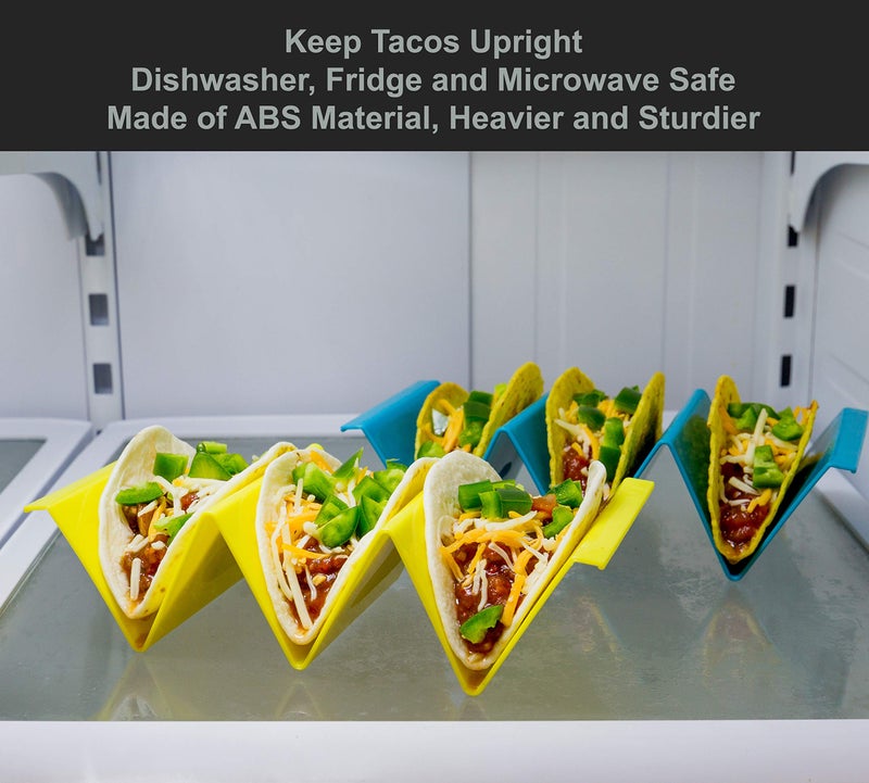 Youngever 9 Pack Large Taco Holder Stands, Taco Plate, Taco Truck Tray Style, Dishwasher Top Rack Safe, Set of 9 Assorted Colors - Image 4